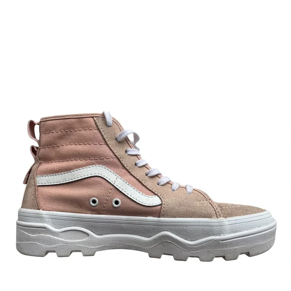 Vans Sentry Women 6.5 Pink Rose Suede Canvas Sk8 Hi Waffle Cup Platform Sneakers